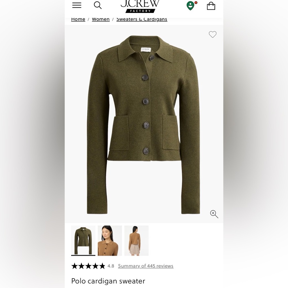 J. Crew Cotton Polo Cardigan Sweater